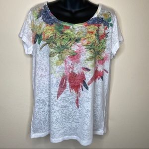 Point Zero White Floral Sparkle Tee